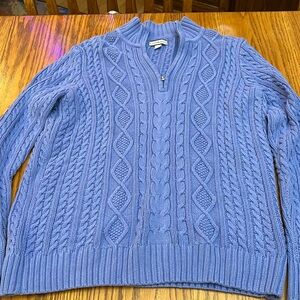 Periwinkle Blue Croft & Barrow Pullover Cable Knit Style Sweater 100% Cotton L